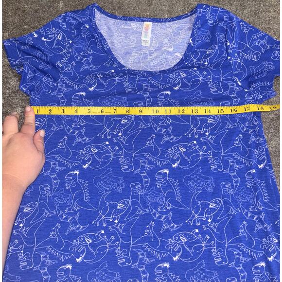 Lularoe women’s blue dinosaur classic t-shirt (size small) - Picture 4 of 7